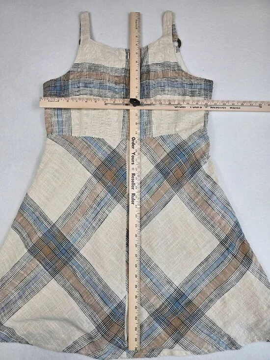 Plaid 100% Cotton Sleeveless Dress & Cropped Button-Up Shirt Top Set 16 XL - Picture 6 of 13